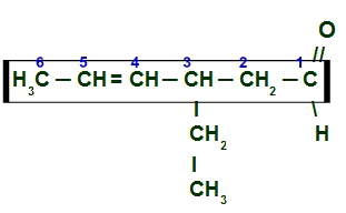 Main chain numbering of 3-ethylhex-4-enal