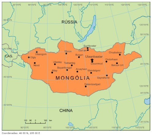Kart over Mongolia