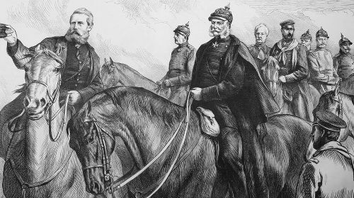Konge af Preussen på slagmarken med sine generaler