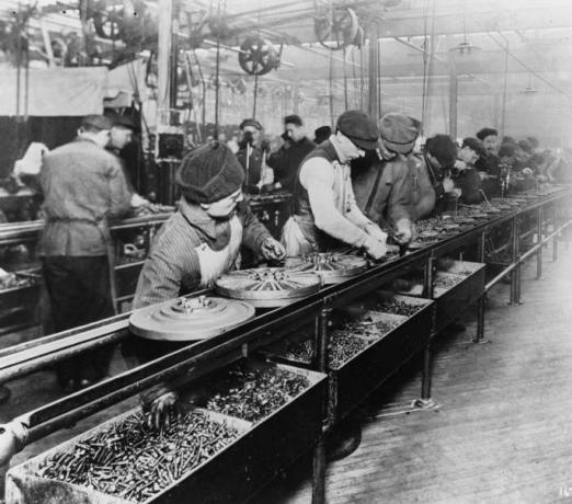 Löpande band vid en Ford-fabrik 1913
