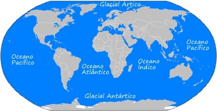 Общая карта океанов Земли