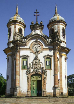 Facade of the Church of São Francisco de Assis in Ouro Preto