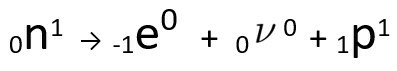Equation representing the neutron transmutation, according to Fermi's hypothesis.