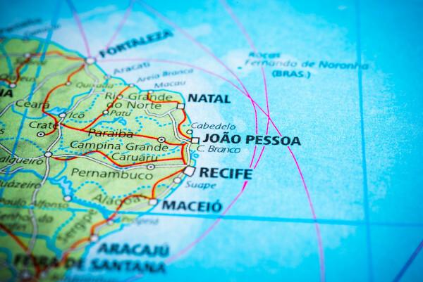 Utskjæring av kart viser plasseringen av João og omkringliggende byer