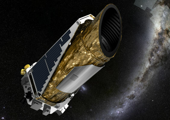 Seni konseptual pesawat ruang angkasa Kepler, bertanggung jawab atas sebagian besar penemuan planet ekstrasurya. [1]