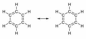 Rumus struktur benzena.