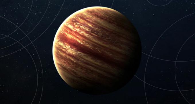 Jupiter staat bekend als de gasreus.