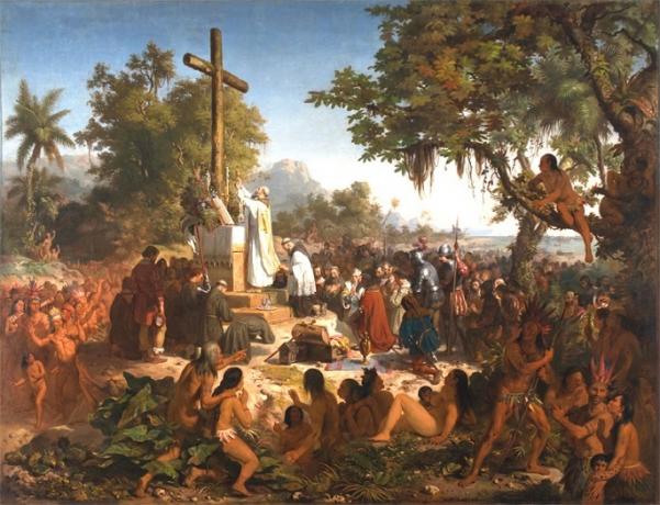 Η Πρώτη Λειτουργία στη Βραζιλία που απεικονίστηκε από τον Victor Meirelles, 1861.
