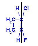Z-1-chlor-2-fluor-ciklobutano struktūrinė formulė