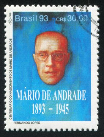 Stamp with portrait of Mário de Andrade on the occasion of the centenary of his birth. [1]