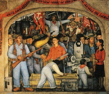 Pogląd polityczny narodu meksykańskiego znany również jako The Distribution of Arms, Diego Rivera (1928)