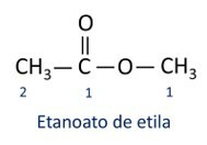 Strukturní vzorec ethyl ethanoátu