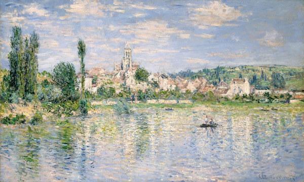 Impressionistiske maleridialoger med symbolisme ved at skabe mindre skarpe billeder, som i Vétheuil ingen sommer (1880), af Claude Monet (1840-1926).