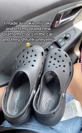 Slutten på crocs: hun la skoene sine i bilen på en varm dag!