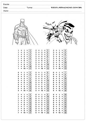 배트맨의 추가 시간 테이블을 인쇄하는 시간표 활동
