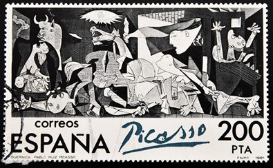 Pablo Picasso's Guernica portrays the horrors of the Spanish Civil War