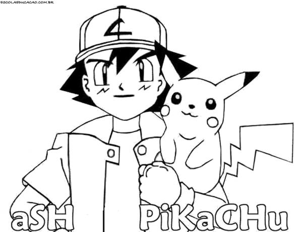 Pokemon Para Colorear - Ash y Pikachu