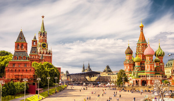 Capital Moscow is famous for the Kremlin and Red Square