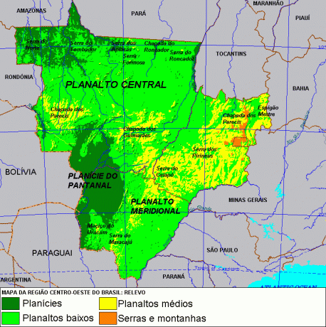 Карта пространственного распределения рельефа Среднего Запада Бразилии *