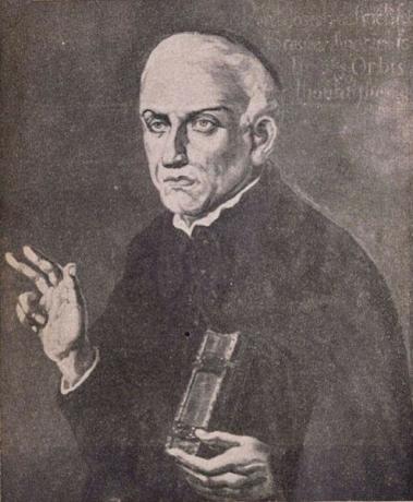 Отец Хосе дьо Анчиета работи в катехизацията на индианците и създава първия речник на езика тупи-гуарани.