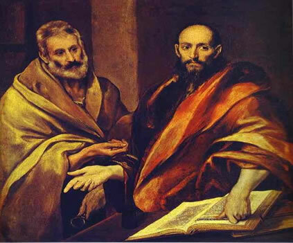 Vertikaliteten til maleriet "São Pedro og São Paulo". El Greco (1541-1614) - Spania