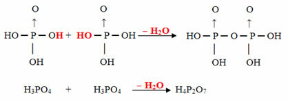 Disidratazione intermolecolare dell'acido ortofosforico per formare acido pirofosforico