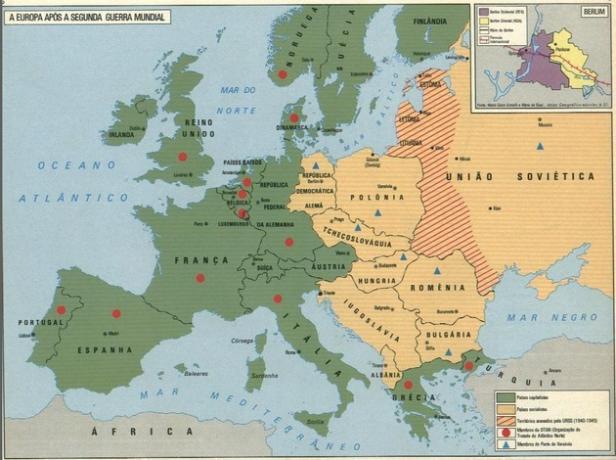 Карта на Европа след Втората световна война