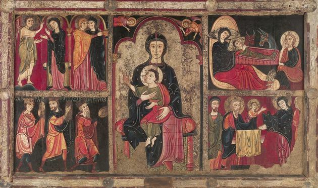 Románská malba na oltáři kostela Santa Maria de Aviá v Barceloně