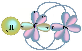 Spatial representation of HCN molecular orbitals