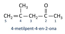 4-metilpent-4-en-2-ono struktūrinė formulė