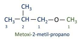 Structuurformule van methoxy-2-methylpropaan
