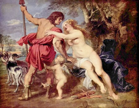 Intensiteten av varme farger - "Venus og Adonis". Peter Paul Rubens (1577-1640) Spania