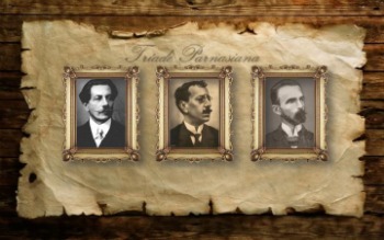 Парнасова тријада: Олаво Билац, Раимундо Цорреа и Алберто де Оливеира