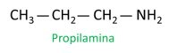 プロピルアミンの化学構造。