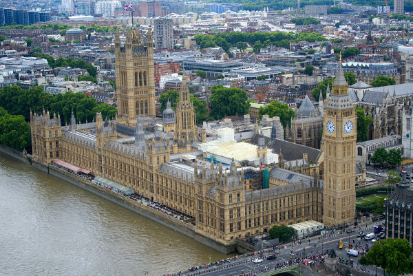 Veduta aerea del Palazzo di Westminster
