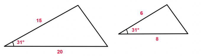 Trikampių panašumo pratimai