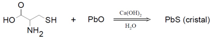 Реакција између оловног оксида у бојама и цистеина, сумпорне аминокиселине која чини структуру кератина