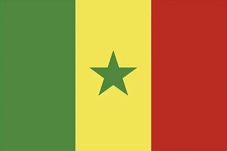Vlag van Senegal, in groene, gele en rode kleuren. Een ster in het midden. 