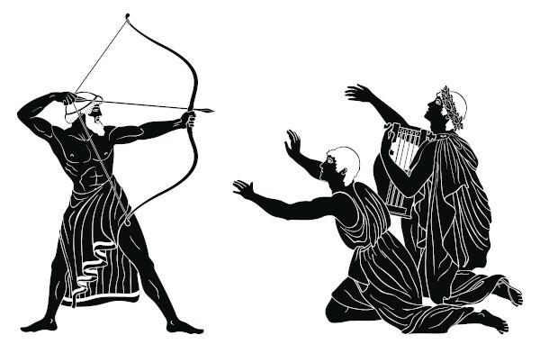Reproduction of the scene in which Odysseus kills Penelope's suitors.