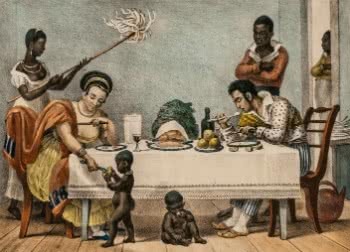 Ilustrasi oleh Debret: The Dinner, 1820