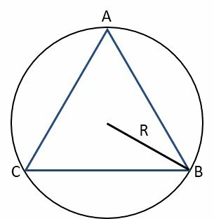 Driehoek ingeschreven in een cirkel.