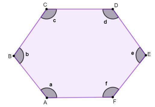 Hexagon with dark purple corners.