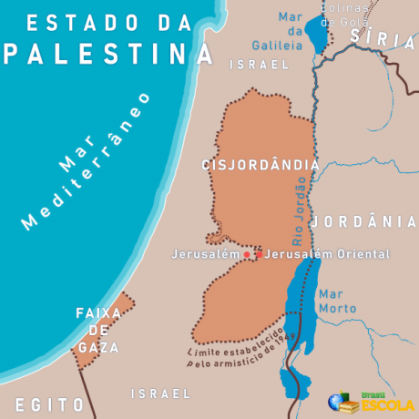 Kaart van het grondgebied van de Westelijke Jordaanoever