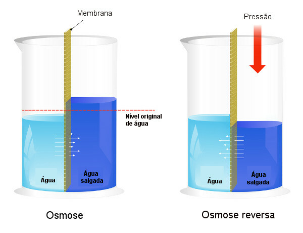  I omvendt osmose skifter opløsningsmidlet fra det mere koncentrerede medium til det mindre koncentrerede medium.