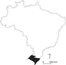 Area of ​​occurrence of the Pampas, with the South of Brazil highlighted.