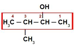 สูตรโครงสร้างของ 3-methyl-butan-2-ol