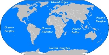 Карта на всички съществуващи океани