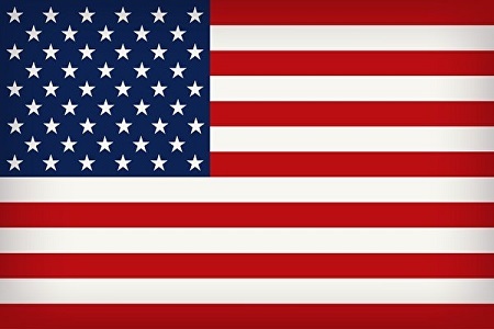  შეერთებული შტატების დროშა ლურჯი, თეთრი და წითელი ფერებით. 