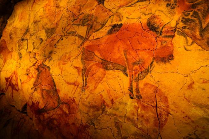 Barlangfestés talált egy barlangban, Altamira-ban, Spanyolországban. **