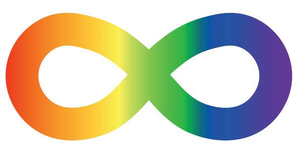 Simbol infinit cu culorile curcubeului, simbolul folosit pentru a reprezenta neurodiversitatea.